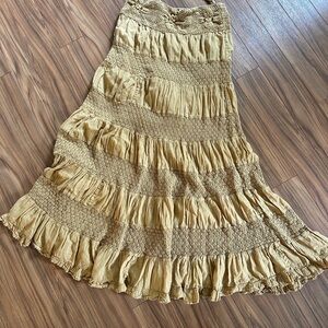 Boho Style Maxi Skirt. Mustard yellow/gold